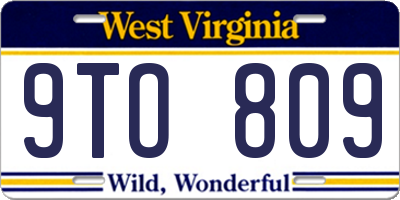 WV license plate 9TO809