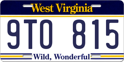 WV license plate 9TO815