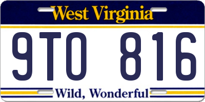 WV license plate 9TO816