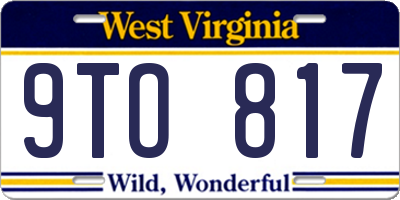 WV license plate 9TO817