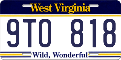 WV license plate 9TO818