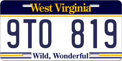 WV license plate 9TO819