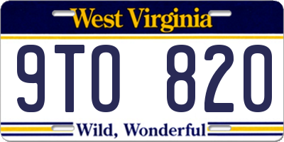 WV license plate 9TO820