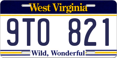 WV license plate 9TO821