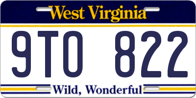 WV license plate 9TO822