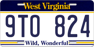 WV license plate 9TO824