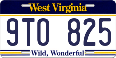 WV license plate 9TO825