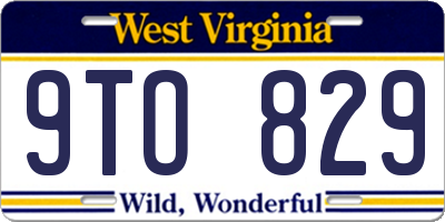 WV license plate 9TO829
