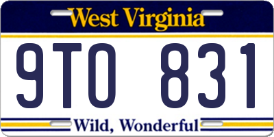 WV license plate 9TO831