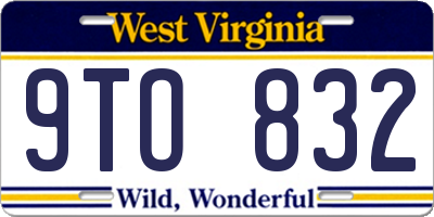 WV license plate 9TO832