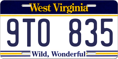 WV license plate 9TO835