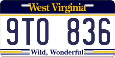 WV license plate 9TO836