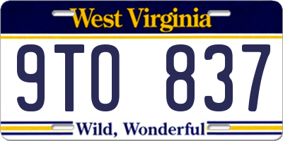 WV license plate 9TO837