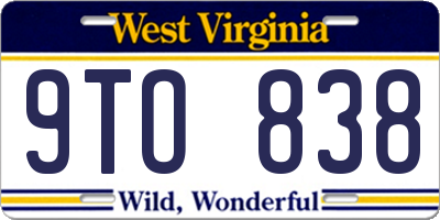 WV license plate 9TO838