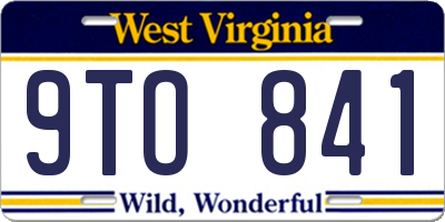 WV license plate 9TO841