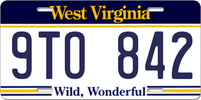 WV license plate 9TO842