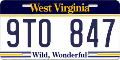 WV license plate 9TO847