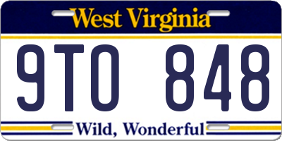 WV license plate 9TO848