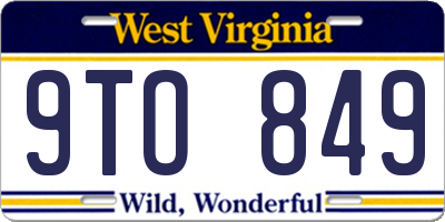 WV license plate 9TO849