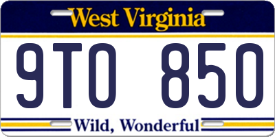 WV license plate 9TO850