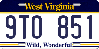 WV license plate 9TO851