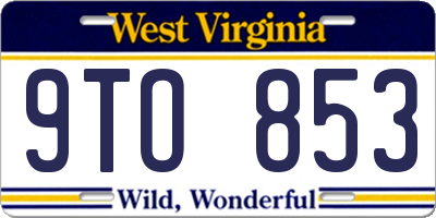 WV license plate 9TO853