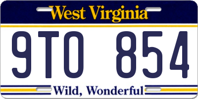 WV license plate 9TO854