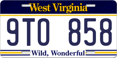 WV license plate 9TO858