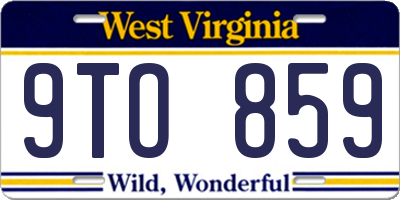 WV license plate 9TO859