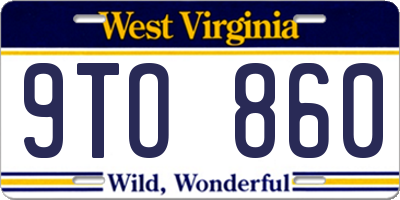 WV license plate 9TO860