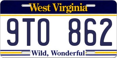 WV license plate 9TO862