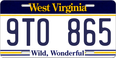 WV license plate 9TO865