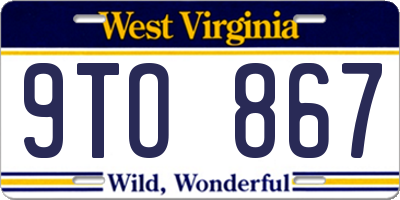 WV license plate 9TO867