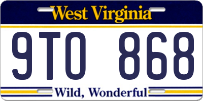 WV license plate 9TO868