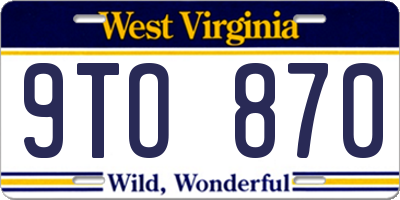 WV license plate 9TO870