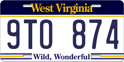 WV license plate 9TO874