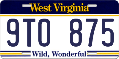 WV license plate 9TO875