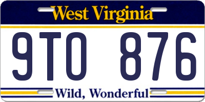 WV license plate 9TO876