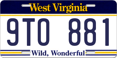 WV license plate 9TO881