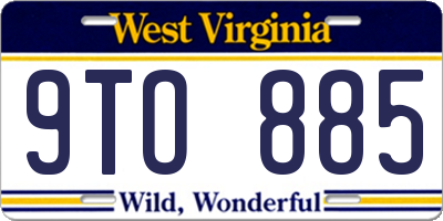 WV license plate 9TO885