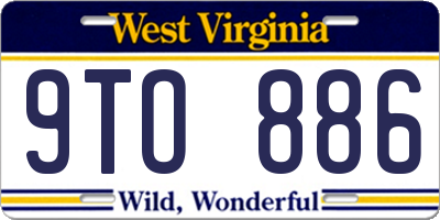 WV license plate 9TO886