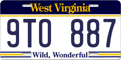 WV license plate 9TO887