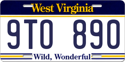 WV license plate 9TO890