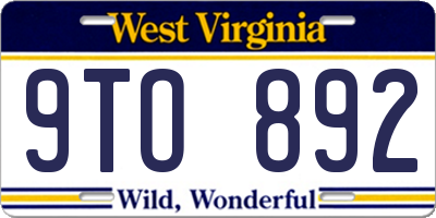 WV license plate 9TO892