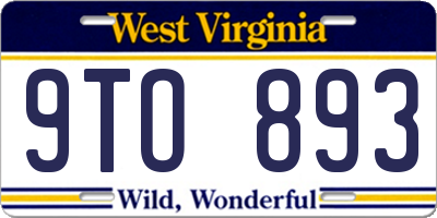 WV license plate 9TO893