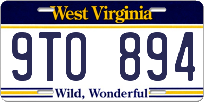 WV license plate 9TO894