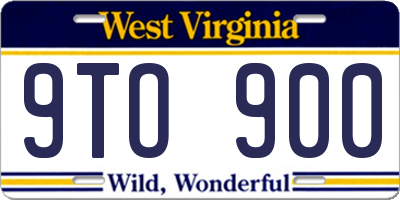WV license plate 9TO900