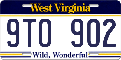 WV license plate 9TO902