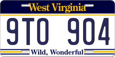 WV license plate 9TO904