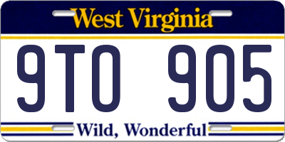 WV license plate 9TO905
